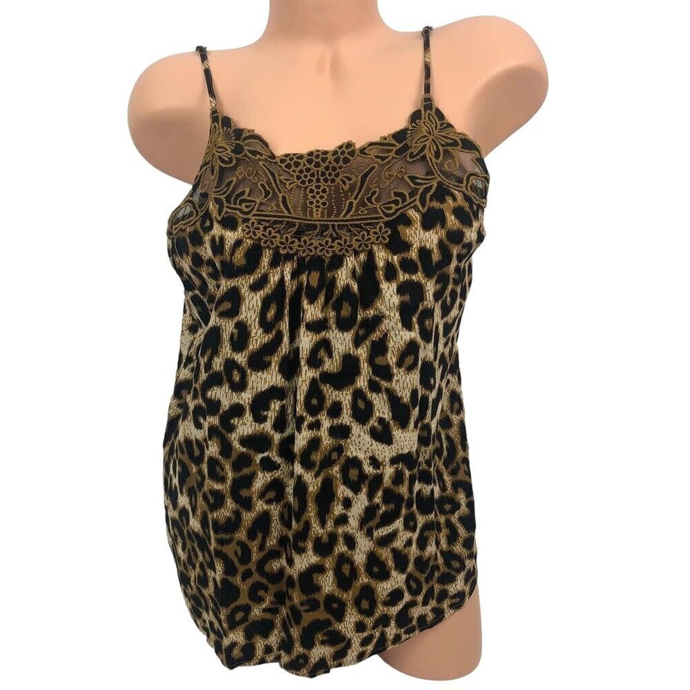 Maurices Lace Cami Top Blouse Shirt XXL Animal Cheetah Print Sleeveless Tank Top